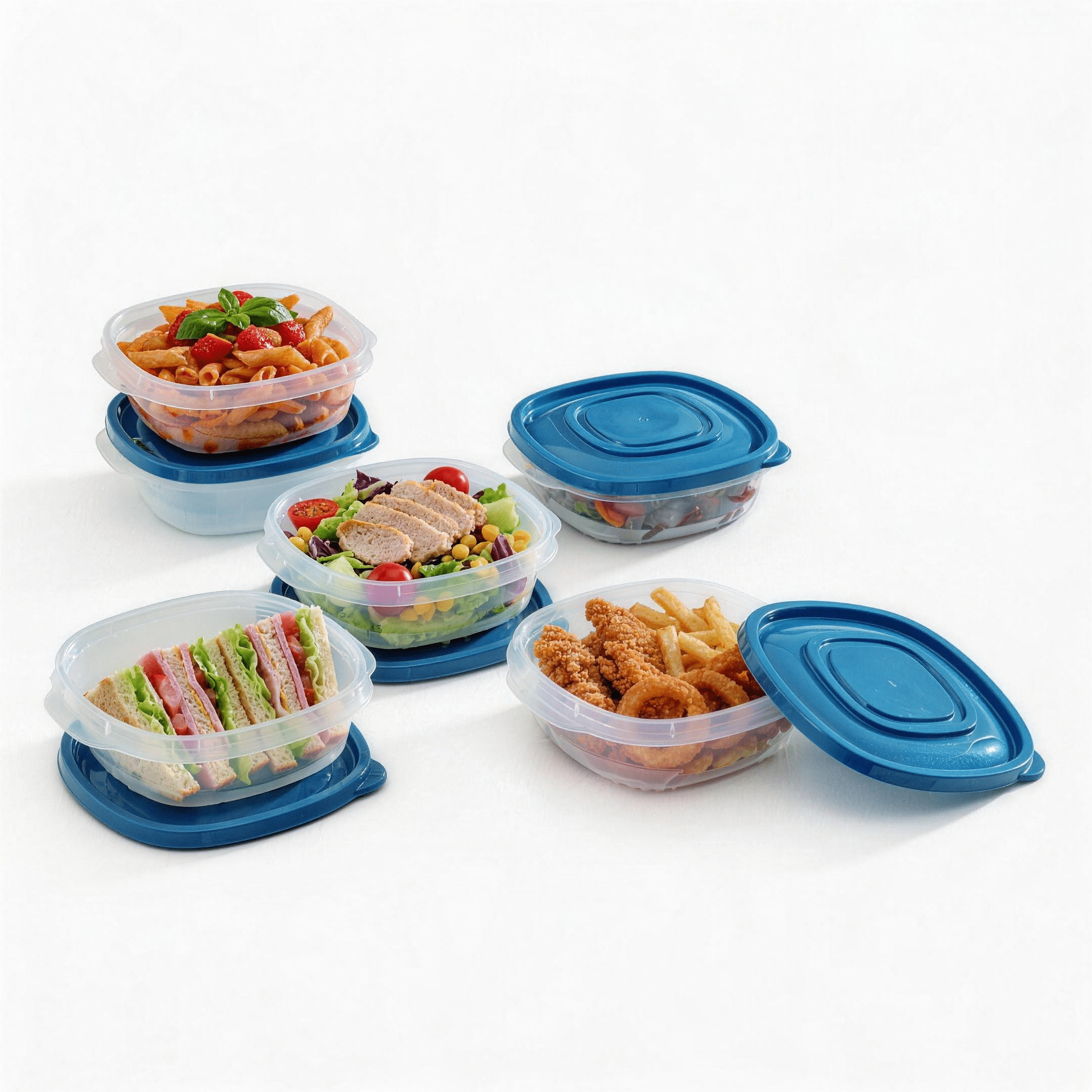 (4 pack) Mainstays Semi Durable Square 2.9 Cup Plastic Food Storage Container, 5 Pack