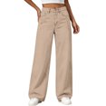 thumbnail image 5 of fnnxnal Girls' Baggy Wide-Leg High-Waisted Jeans - Khaki Y2K Vintage Relaxed Loose Fit Casual Pants for School & Play,Size 9-10 T, 5 of 9