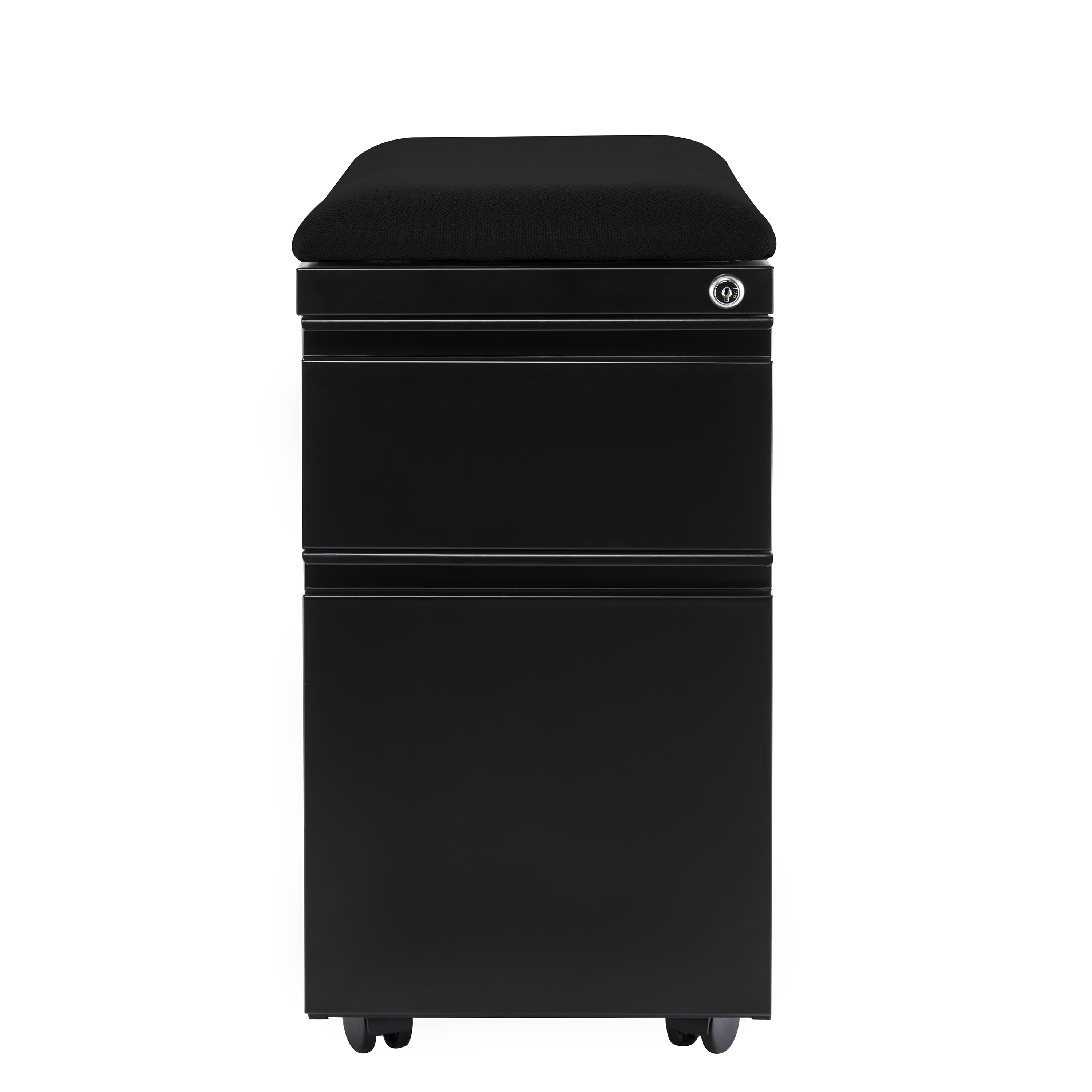 airLIFT 2-Drawer Pedestal File Cabinet with Seat Cushion, Black/Black