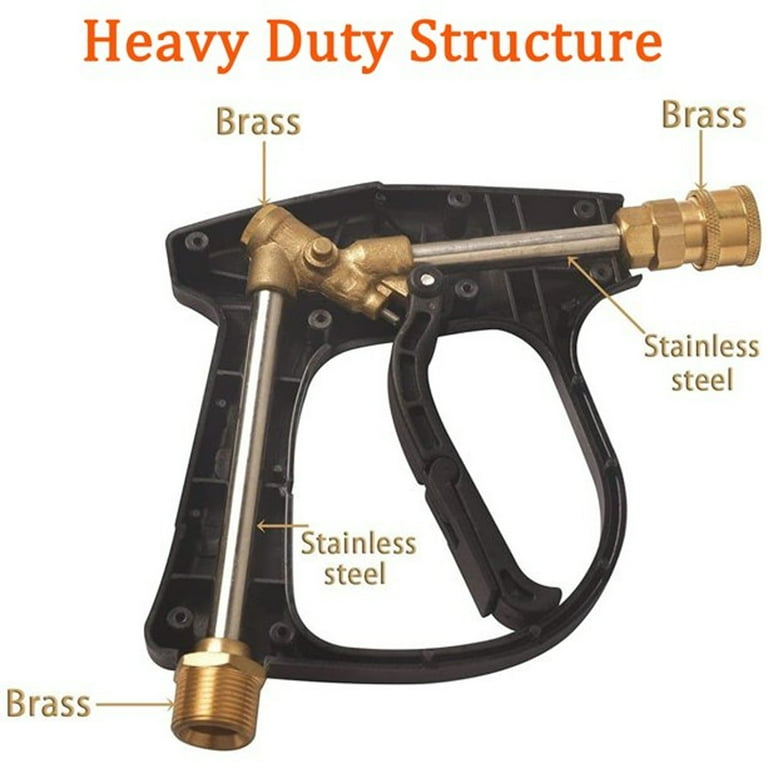 Pressure Washer Short Gun, Quick Connect Brass + Stainless steel + ABS Pressure Washer Short Gun, Quick Connect Brass + Stainless steel + ABS