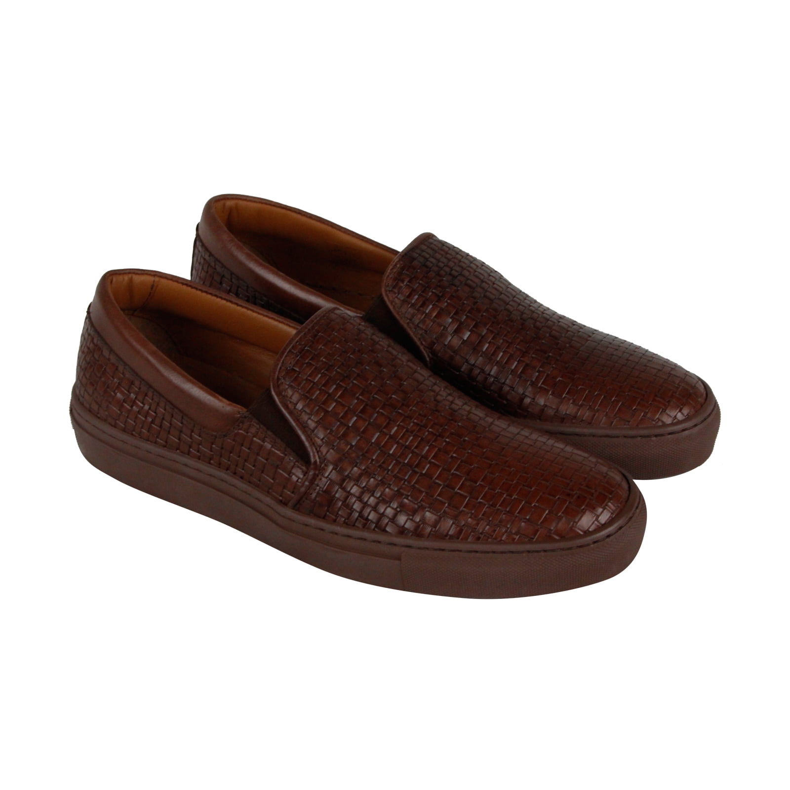 Aquatalia - Aquatalia Anderson Mens Brown Leather Slip On Sneakers ...