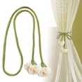 thumbnail image 4 of Flower Curtain Tiebacks, Handmade Floral Curtain Holders, Farmhouse Style Curtain Ties, Flower Design Woven Rope Ties for Living Room, Cute Flower Curtain Ties Decorative 2Pcs, 4 of 5