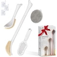 thumbnail image 1 of Foot Brush/Foot File/Silicone Body Scrubber Set(3PCS), 3-IN-1 Foot Scrubber with Long Handle, 10.2‘‘-27.5‘‘Adjustable Foot Scrub Brush with Foot File and Silicone Loofah, Gift-Box(White Set), 1 of 8