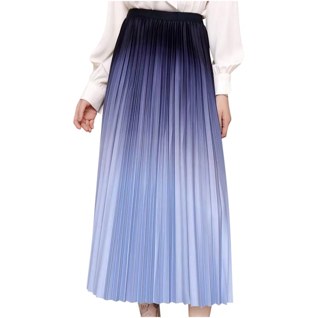 Cinvoph Jupes Midi pour Femmes, Fluides, Évasées, à Volants, Jupes Trapèze, Décontractées, Taille Haute Élastique, Jupe Plissée