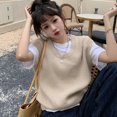 thumbnail image 2 of Pretty Comy The Campus Style Is Full Of Vitality, The Girl Wears A Short Knitted Vest, Black One Size, 2 of 5