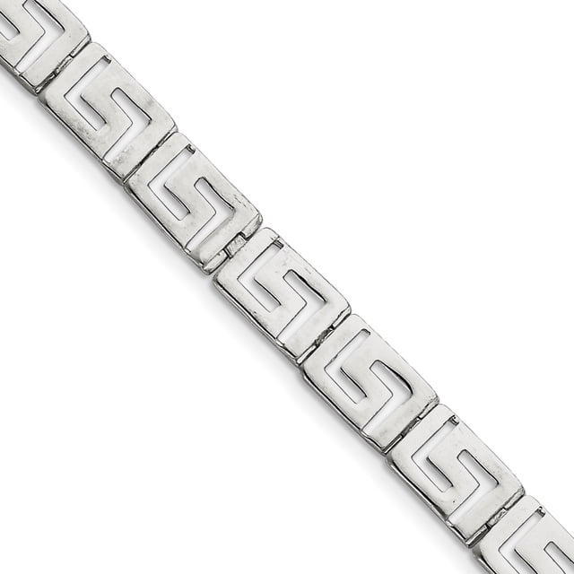 925 Sterling Silver Greek Key Chain Charm Bracelet Link