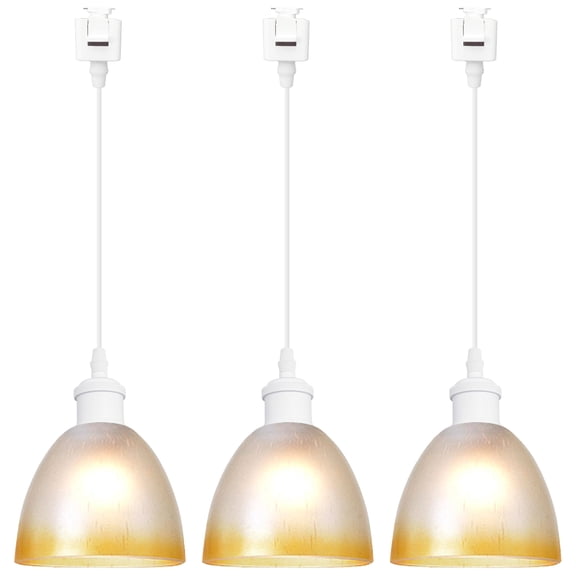Kiven J-Type track lighting pendants,Modern J track pendant lights with Glass Globe,3-Light Track Lighting Fixture for Kitchen Island Hallway Restaurant,White Socket