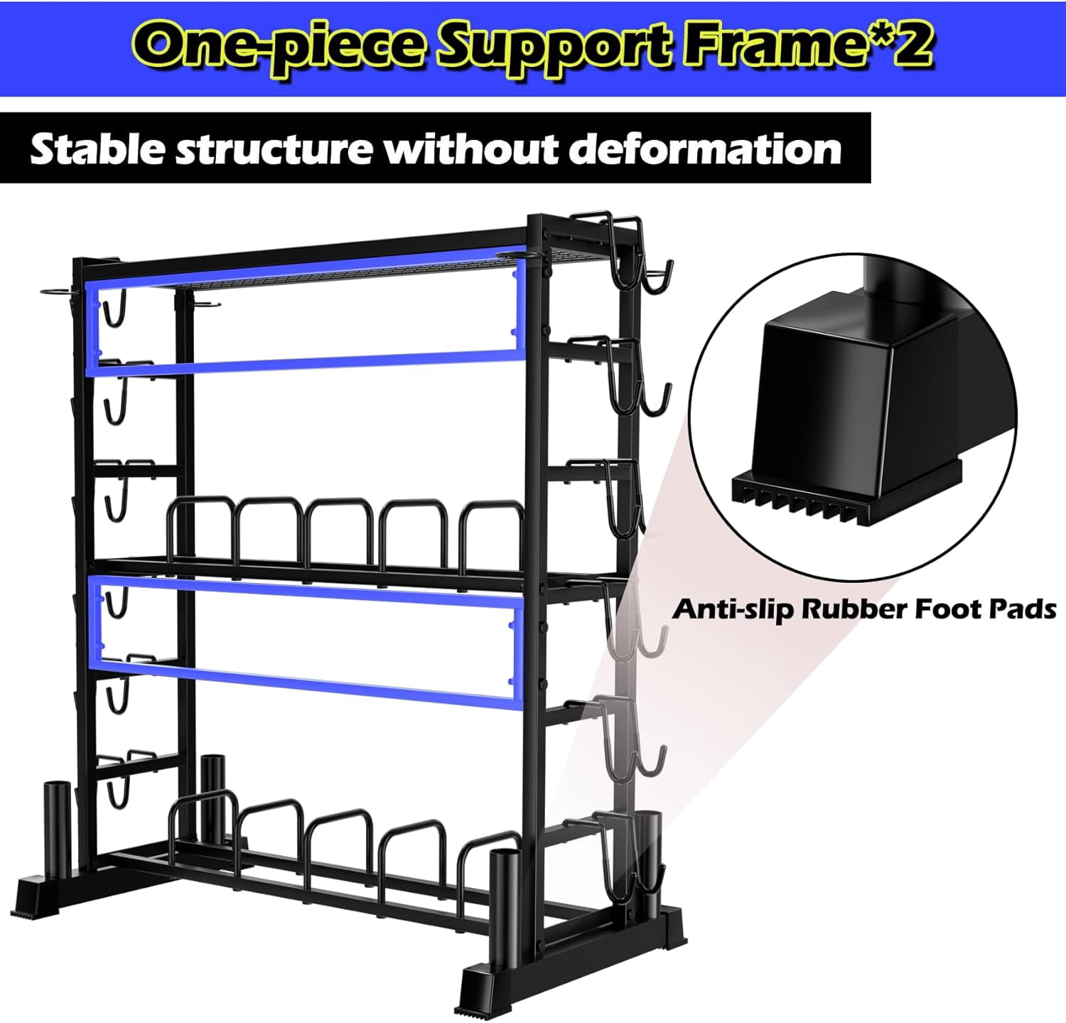 Dumbbell Rack - Weight Plate Rack for Home Gym, Peloton Weights for 2700lbs Large 3 Tier Kettlebell Barbell Rack Workout Equipment Strength Training Dumbbell Organization Stand Only