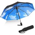 thumbnail image 1 of Folding Travel Umbrella Windproof Strong - 8 Ribs Uv Protection Umbrella Black, 1 of 5