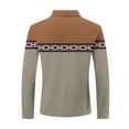thumbnail image 5 of UVEASISHA Trendy Print Polos Shirts for Men Eyelet Long Sleeve Quarter Zip Collared T Shirt Breathable Comfy Poloss Khaki XXXL, 5 of 6