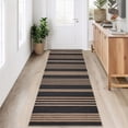 thumbnail image 4 of Garvee 2'x6' Modern Striped Runner Rugs Easy Jute Rug with Non-Slip Backing, Washable Rug Neutral Print Indoor Outdoor Carpet for Bedroom Hallway Patio, Black Coffee, 4 of 6