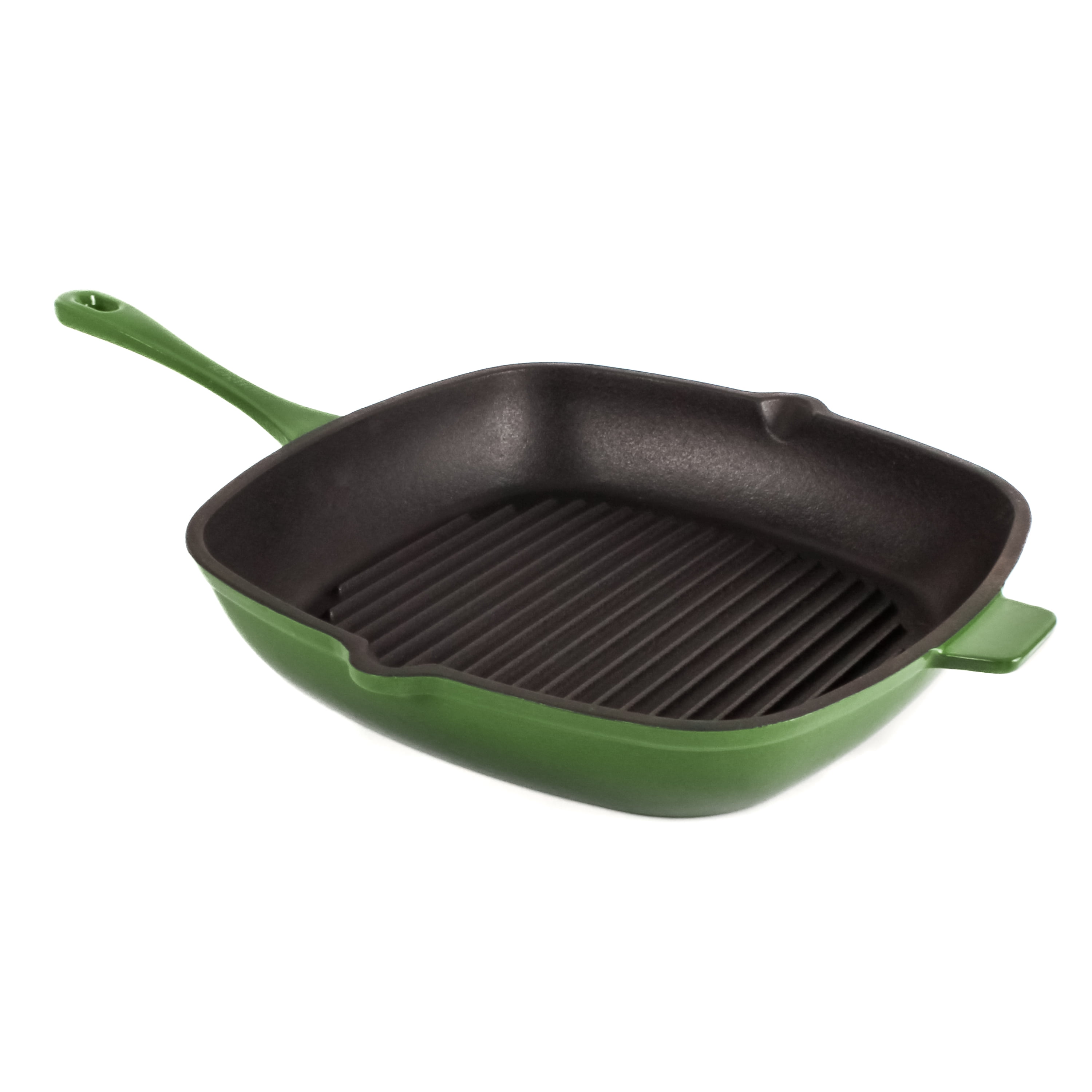 BergHOFF Neo 2pc Cast Iron 10" Fry Pan & 11" Grill Pan Cookware Set, Green