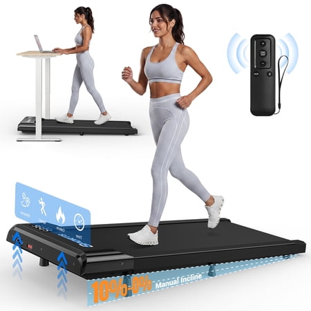 COFUNOK Walking Pad Treadmill with 10% Manual Incline, 2.5 HP Under Desk Treadmill, 1.0–4.0 MPH, 265 lbs Capacity, Remote Control and LED Display