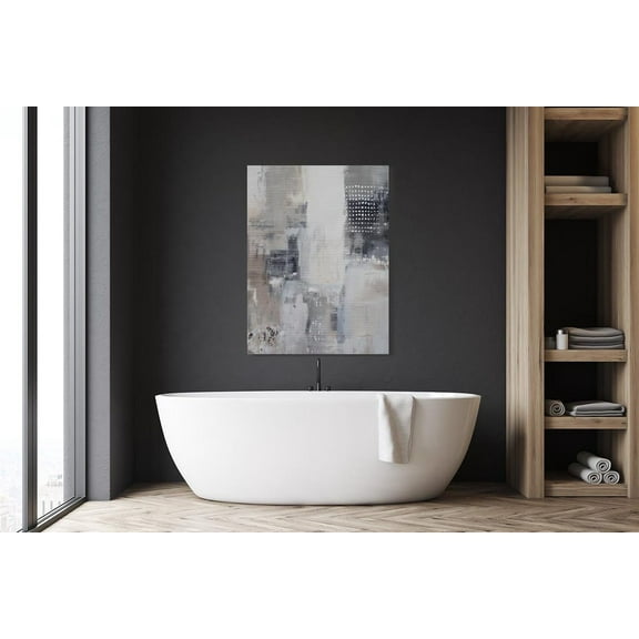 Velto Neutral Abstract Minimalist, Modern Contemporary, Calming Tones Patterns, Taupe Gray Beige Wall Decor Canvas, 8x10 0.75-Inch Pine Wood Frame