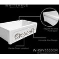 thumbnail image 4 of St. Ives Ornamental 33" Reversible Fireclay Kitchen Sink with  Intricate Embossed Vine Design Front Apron on one side and an Elegant Beveled Front Apron on the Opposite Side, 4 of 7