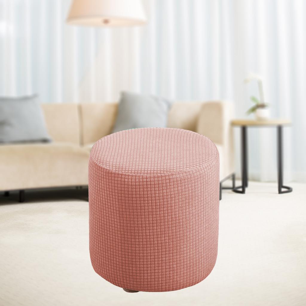 Housse De Pouf Ronde Extensible - En Polyester/spandex, Fond élastique Antidérapant - Tailles S/M/L