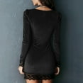 thumbnail image 5 of Women's Club Dress Velvet Lace Detail Button Front Retro Style Party Cocktail Dress for Spring Fall Night Out,Black,L, 5 of 5