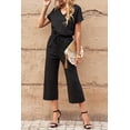 thumbnail image 4 of ABPHQTO Mono negro de mujer con cuello en V y manga corta, 4 of 5