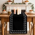 thumbnail image 2 of Black Textured Table Runner 72 Inches Long, Farmhouse Country Woven Striped Cotton Linen Table Runners Dresser Scarves, Decorative Fabric Tabletop Scarf Furniture Cover for Home Dinner Party 13"x72", 2 of 9