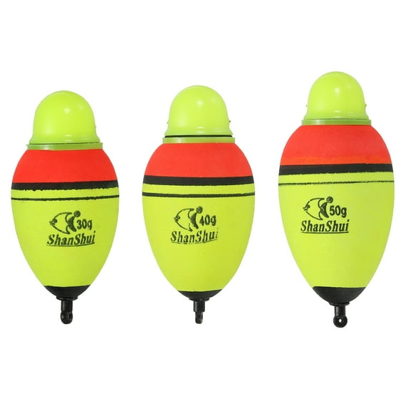 1oz 1.4oz 1.8oz Barboteuse de Pêche Éclairée EVA Vert Rouge LED Allume Flotteur de Pêche, Jaune, 3 Paquets