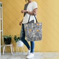 thumbnail image 4 of FORMRS Womens Canvas Tote Bag with Zipper Inner Pocket Shoulder Handbag, Halloween Dancing Skeleton, 4 of 7