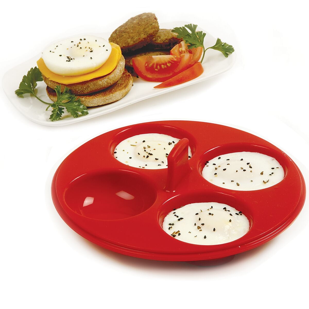 Norpro Silicone 4 Egg Poacher Red ? FAST & FREE Norpro Silicone 4 Egg Poacher Red ? FAST & FREE