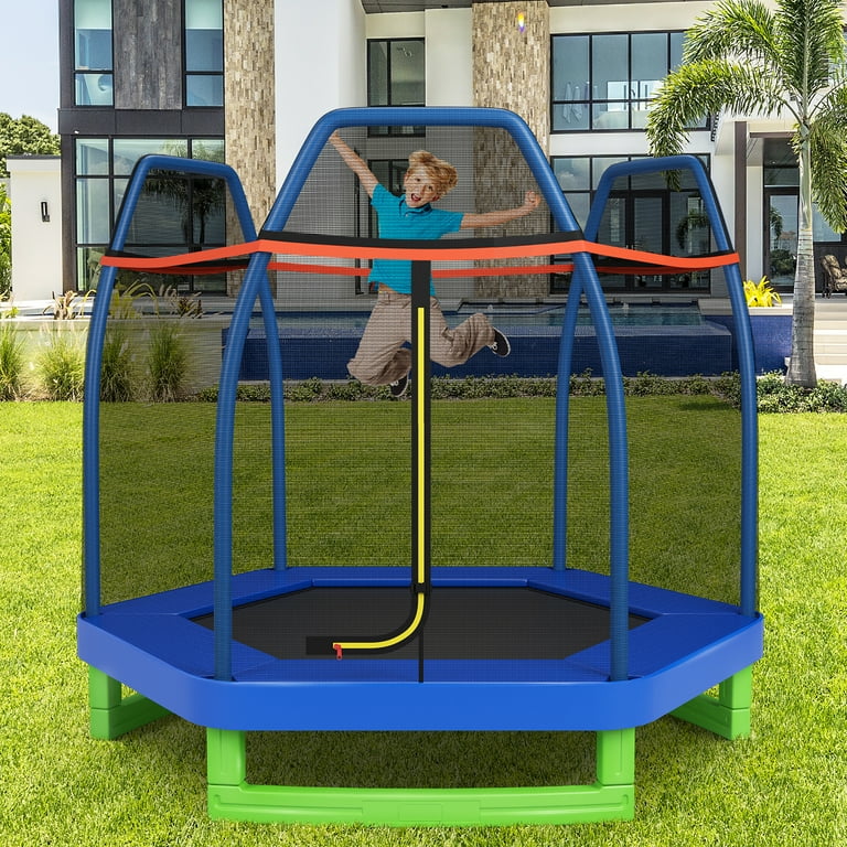 Aloha Kids ベルベット ドレス ターコイズブルー S Costway 7FT Kids Trampoline - Fun Jumping Play Toy for Indoor