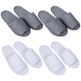 thumbnail image 1 of pares de pantuflas desechables para hombre, portátiles y plegables, ideales para viajes y hoteles (2 pares en blanco y gris)., 1 of 7