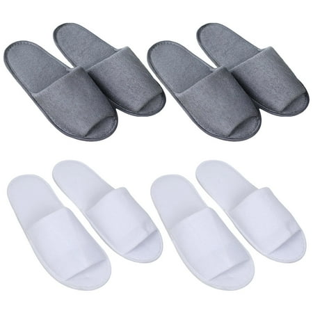 

4 Pairs of Male Disposable Slippers Portable Folding Slippers for Travel Hotel (White and Grey for Each 2 Pairs)