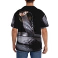 thumbnail image 3 of Balery Black Cobra Snake Camisa Casual de Manga Corta con Botones para Hombre, Texturizada, Estilo Cubano, para Playa, Verano-Medium, 3 of 5