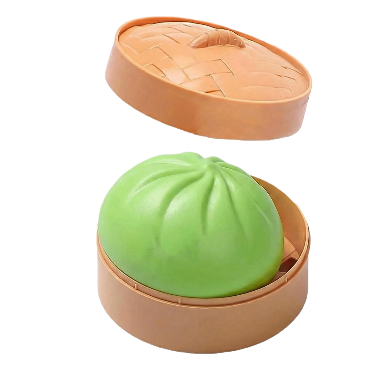 Cute Squishy Dumpling Large with Steamer, Squishy Dumpling Doll with Cute Expressions, Silicone Bun Sensory Fidget Dolls, Hand Pinching Decompression Dolls