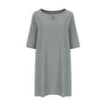 thumbnail image 6 of Meichang Women's Summer Shirt Dress Cotton Linen Knee Length Dresses 3/4 Sleeve Keyhole Neck Loose Fit Casual Dresses Beach Tshirt Dresses, 6 of 6