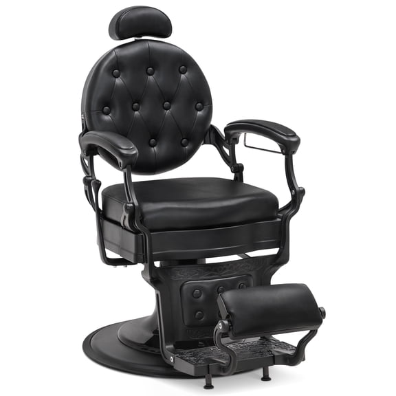 BarberPub Heavy Duty Metal Vintage Barber Chair Hydraulic Recline Salon Beauty Spa Chair 2933 Black