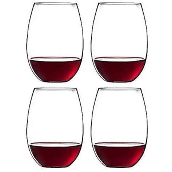 Royalty Art European Stemless White Wine Cups Set of 4 Classic Borosilicate Glass Elegant Hosting Glassware Dishwasher Safe Lead-Free Crystal Clear