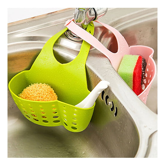 Kitchen Sponge Holder Sink Silicone Storage Basket, Green