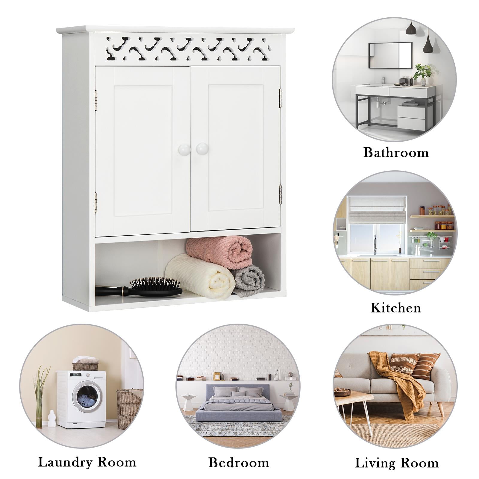 Ktaxon Wooden Bathroom Wall Medicine Cabinet, Adjustable Shelf, White Finish