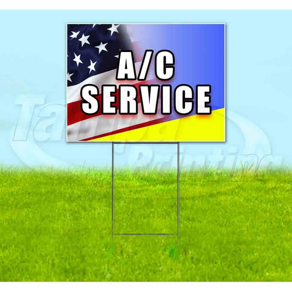 Ac Service (18" x 24") Yard Sign, Includes Metal Step Stake