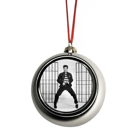 Elvis Presley Jailhouse Rock Dance Bauble Christmas Ornaments Silver Bauble Tree Xmas Balls