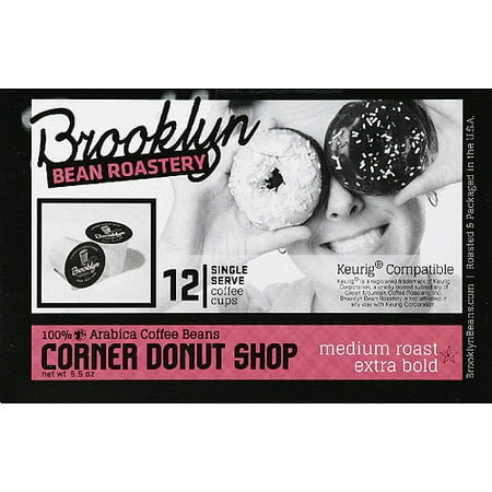 Brooklyn Bean Roastery Corner Donut Shop Coffee K-Cups, 12 count, (Pack of 6)
