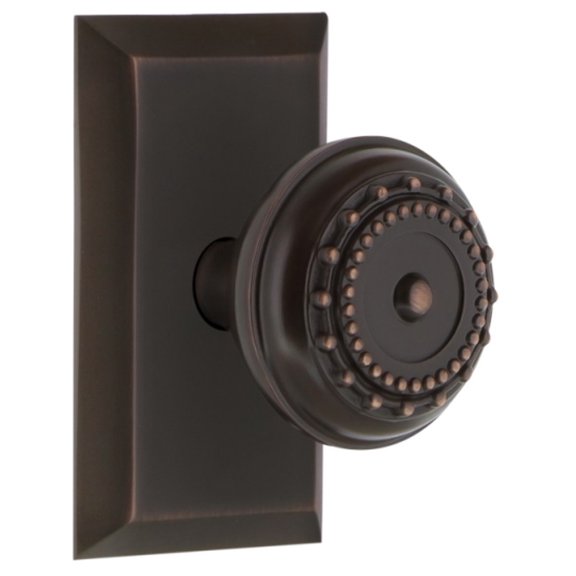 Nostalgic Warehouse Stumea_Prv_238_Nk Meadows Solid Brass Privacy Door Knob Set - Bronze