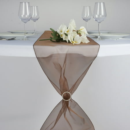 

BalsaCircle 14 x 108 Chocolate Brown Organza Table Top Runner Wedding Decorations