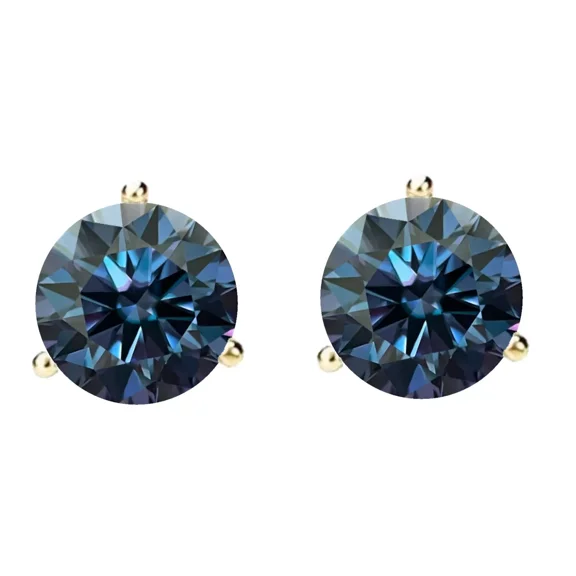 0.10Ct - 2.00 Ct 14K Gold GRA Certified D-VVS1 Blue Moissanite Martini ScrewBack Stud Earrings