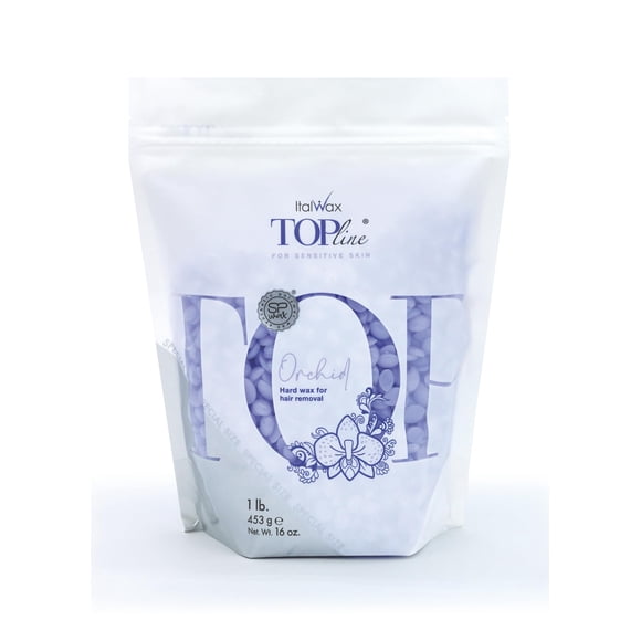 Italwax Top Line Orquídea - 0 45Kg / 1lb - Perlas de cera dura para depilación - Fragancia de Orquídea - Formulación sintética ideal para pieles sensibles - Recomendado para Zona del Bikini y Axilas