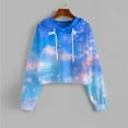 thumbnail image 2 of Xudanell Womens Cropped Sweatshirt Tie Dye Graphic Print Hoodie Women Blouses Sweatshirt Going Out Top Light Purple L, 2 of 5