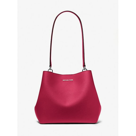 Michael Kors Mercer Medium Pebbled Leather Crossbody Bag - DK Raspberry