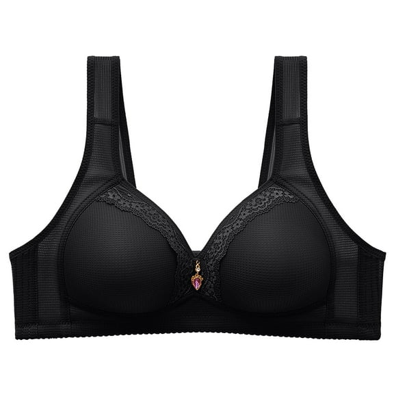 LEAVINGSUO Bras for Women, Womens Fashion Women's Lace Sexy Comfortable Breathable Anti-exhaust Printing Non-Wired Bra