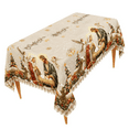 thumbnail image 2 of Vintage Christmas Tablecloth with Nativity Scene and Tree Patterns, 55"x71" Rectangular or Round Polyester Holiday Table Cover for Dining Table, Party, Family Gatherings, Festive Decor, 2 of 5