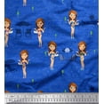 thumbnail image 2 of Soimoi Blue polyester Crepe Fabric Chairs & Girl Beach Print Fabric by the Yard 42 Inch Wide, 2 of 3