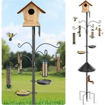 Bird Feeder Pole Squirrel Proof, 92 Inch Heavy Duty Feeding Station Tall Birds Feeders Stand House Pole with Baffle for Outdoors,1 Pack