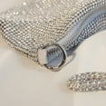 thumbnail image 6 of Women's Rhinestone Gingham Check Evening Purse Handbag, Silver, 6 of 9